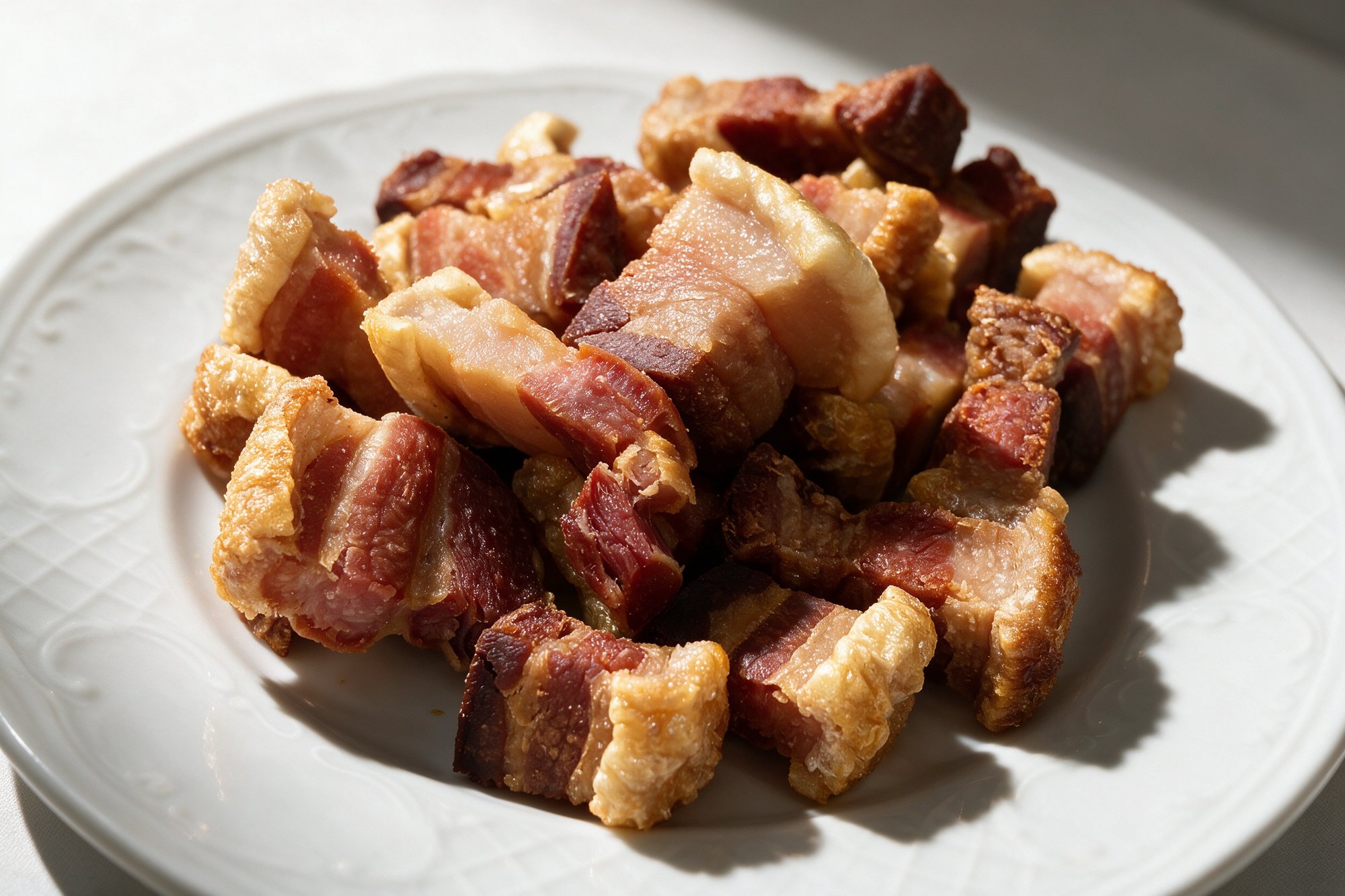 Chicharrones de cerdo crujientes, especialidad tradicional de El Caserío de las Monjas en Vélez-Málaga